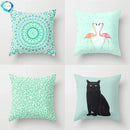 Axyaa Mint Green Geometric Animal Print Pillowcase for Home and Office Decor