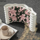 Axyaa Blooming Flower Relief Ceramic Vase Desk Decoration Artificial Floral Arrangement