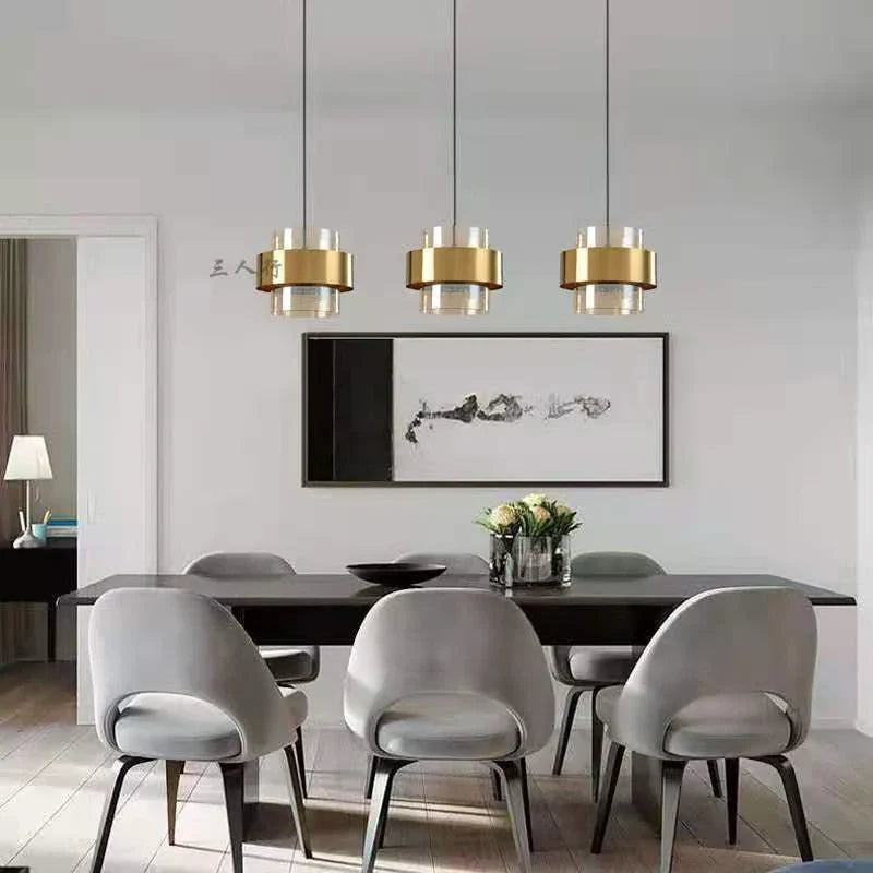 Axyaa Nordic Gold Glass LED Pendant Lights - Modern Luxury Bedside and Bar Lighting Decor