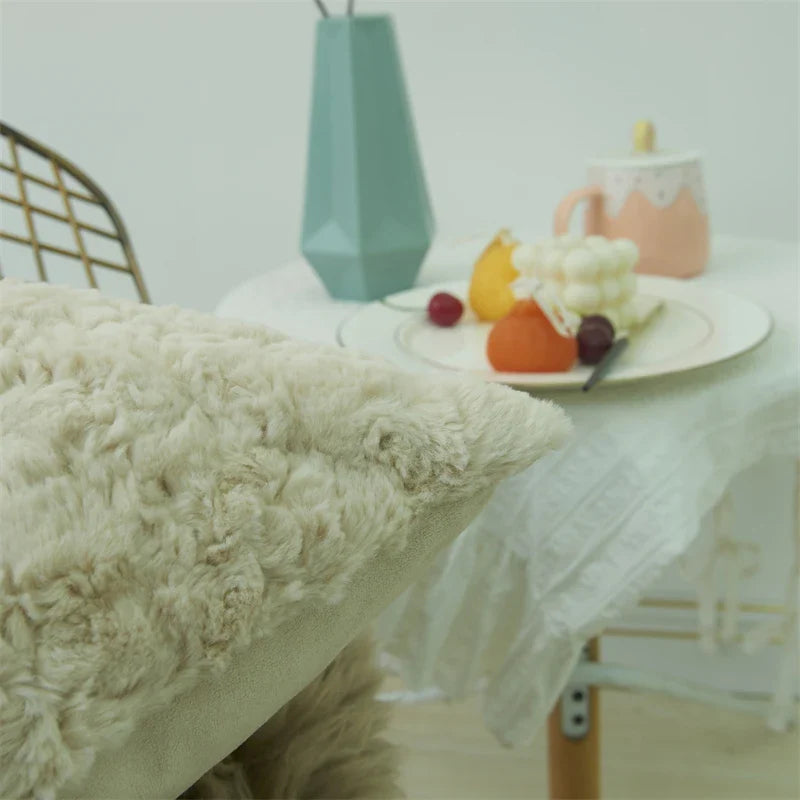 Beige Plush Pillow Cover 45*45cm - Axyaa Home Decor Essential
