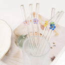 Axyaa Flower Glass Straw Set - 6pcs for Juice Smoothies Milk Party Bar