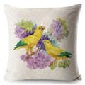 Axyaa Vintage Floral Bird Linen Cushion Cover - 45*45cm
