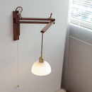 Axyaa Antique Brass Wall Lamp with Amber Glass Shade for Home Decor