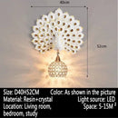 Axyaa Peacock Wall Lamp: Retro 3D Backdrop Lighting for Living Room & Bedroom