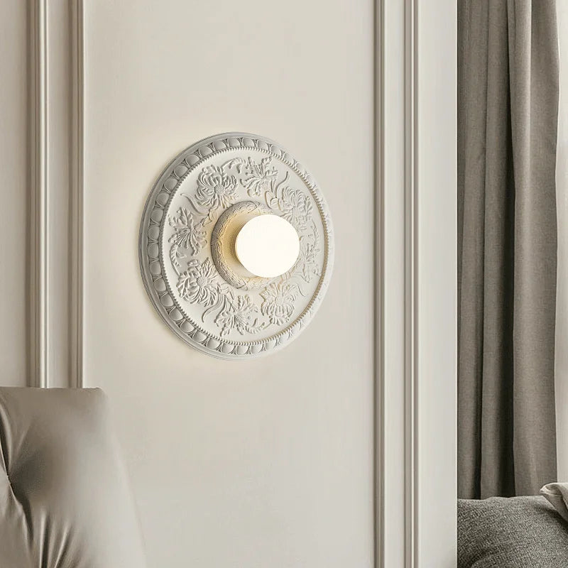Axyaa White Glass Bedside Wall Lamp - High-End Retro Bedroom Sconce