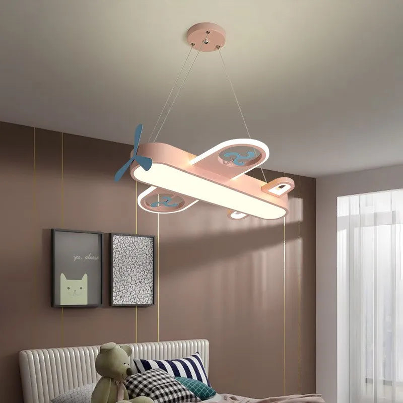 Axyaa Kids Wood Metal Plane Pendant Lights Nursery School LED