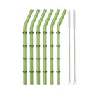 Axyaa Bamboo Design Glass Straws Set with Brush - Eco-Friendly Drinkware for Cocktails, Coffee