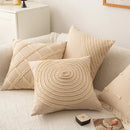 Axyaa Beige Tassel Cushion Cover 45x45cm Solid Cotton Linen for Home Sofa Bed Decor