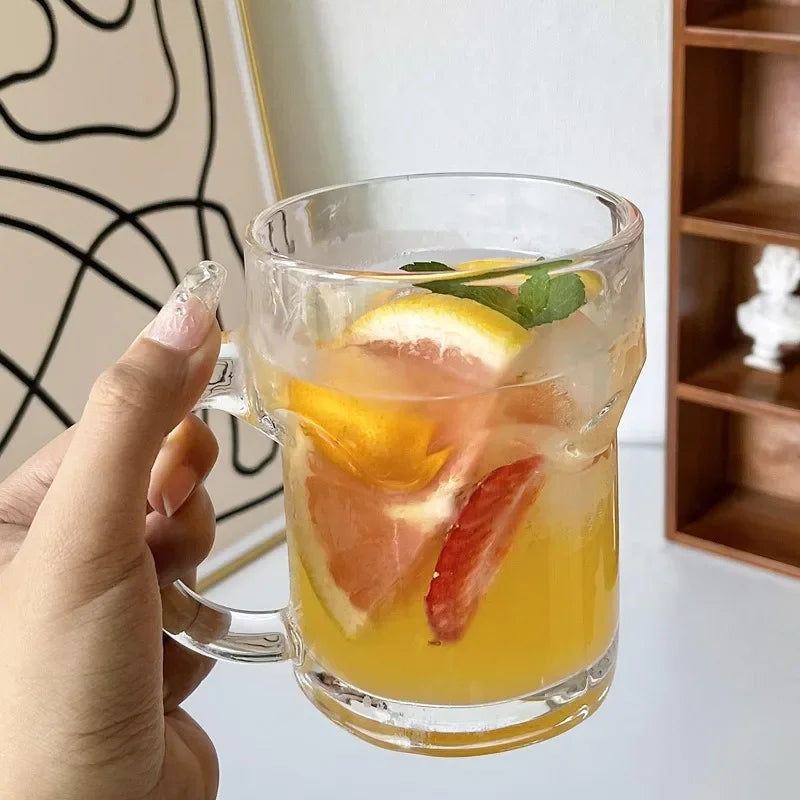 Axyaa 510ml Glass Cup with Handle, Large Capacity Drinkware for Juice, Milk, Tea, Beer