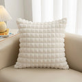 Axyaa White Plaid Plush Cushion Cover - Super Soft, Nordic Style, 45*45cm Home Decor Pillow Cover