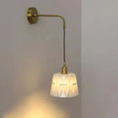 Axyaa Wooden Brass Glass Wall Lamp Modern Simple Bedroom Bedside Light