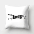 Axyaa Black & White Cat Pattern Cushion Cover for Living Room, Bedroom & Sofa