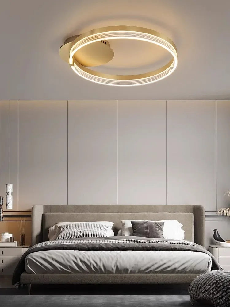 Axyaa Acrylic Ring Ceiling Chandelier: Minimalist Circle Pendant Lighting for Living Room & Kitchen