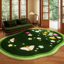 Floral Green Carpet by Axyaa - Soft Plush Rug for Bedroom or Living Room