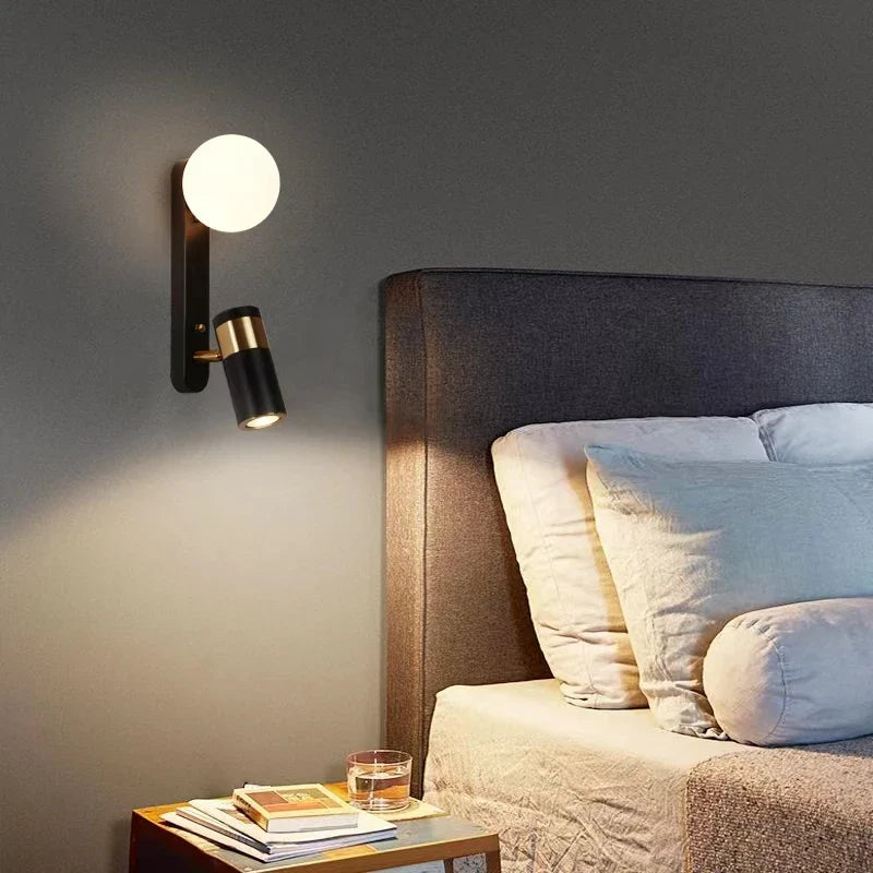 Axya LED Black Gold Spotlight Wall Lamp for Bedroom Living Room Decoration