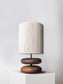 Axya Walnut Wood Bedside Table Lamp – Retro Style for Bedroom & Living Room
