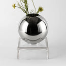 Axyaa Silver Geometric Ball Vase for Home Decoration and Floral Arrangements