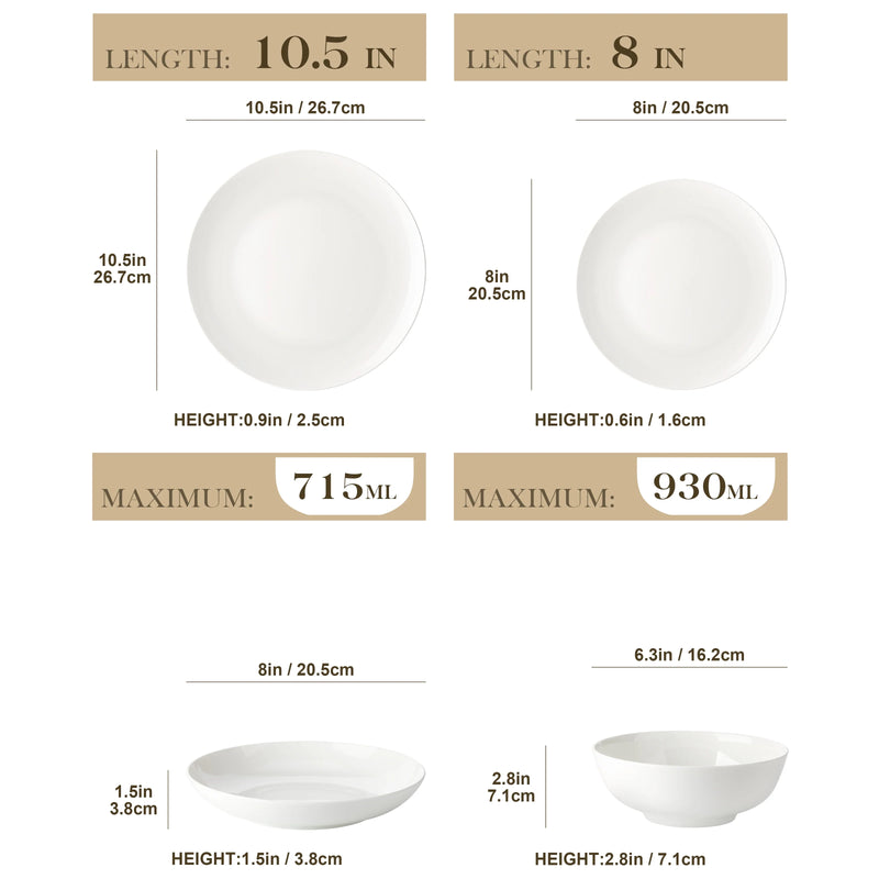 Axya™ Nori Bone Tableware Set, 16/32-Piece, Nordic European Style, Dinnerware for 4/8