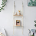 Wooden Macrame Display Stand Shelf for Home Decor by Axyaa