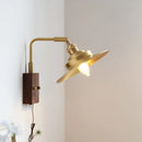 Axyaa Rotating LED Wall Light Fixture - Wood and Copper Bedside Lamp