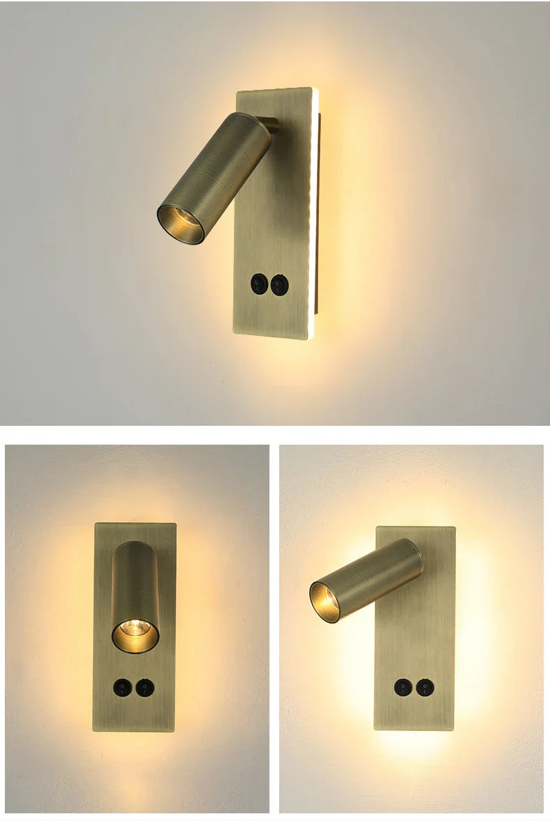 Axyaa LED Wall Sconce - Adjustable Brightness & Dual Switch - Modern Ambient Lighting