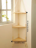 Axyaa Boho Hand-Woven Corner Storage Rack: Stylish Floating Shelf & Display Stand