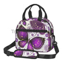 Axyaa Colorful Butterflies Insulated Lunch Bag with Shoulder Strap
