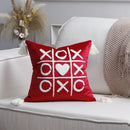 Axyaa Red & White Velvet Embroidered Couple Cushion Cover Set