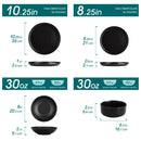 Axyaa Black Reactive Glaze Stoneware 24-Piece Dinnerware Set for 6