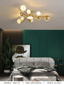 Axyaa Gold Crystal Pendant Light - Modern Dimmable Bedroom Hanging Lamp