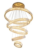 Axyaa Dimmable Crystal Chandelier: Modern LED Pendant Light for Stairs, Luminaria Fixtures
