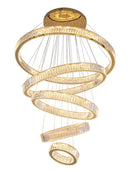 Axyaa Crystal Chandelier: Dimmable LED Pendant Light for Modern Stairs, Steel Droplight