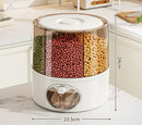 Axyaa Rotating Rice & Grain Storage with Measuring Cylinder and Sealed Lid