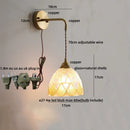 Axyaa Shell Glass LED Wall Sconce Pull Chain Switch Stair Light Fixtures