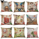 Retro Design Linen Pillowcase for Living Room & Bedroom by Axyaa