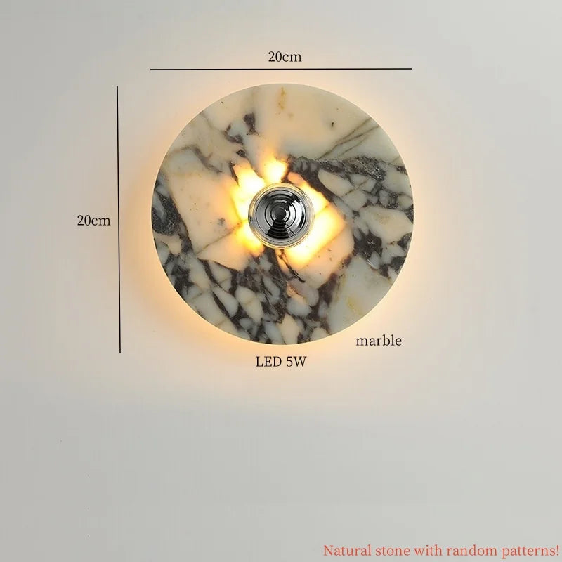 Axyaa Circular Marble LED Wall Lamp Modern Nordic Interior Lighting