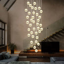 Axyaa Gold LED Acrylic Chandelier - Minimalist Round Ball Staircase Lighting
