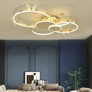 Axyaa Gold Lustre Circles Butterflies LED Ceiling Lamps Modern Round Ring Home Lighting