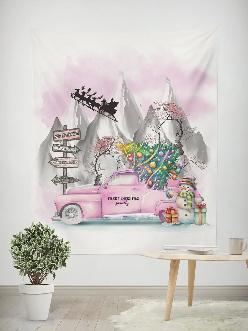 Axyaa Christmas Party Dwarf Tree Tapestry Background for Home Decor