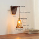 Axyaa Nordic Glass Walnut LED Wall Lights with Pull Chain Switch for Bedroom
