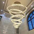 Axyaa Modern Luxury Gold Round Chandelier, K9 Crystal LED Pendant Light for Living and Dining Room