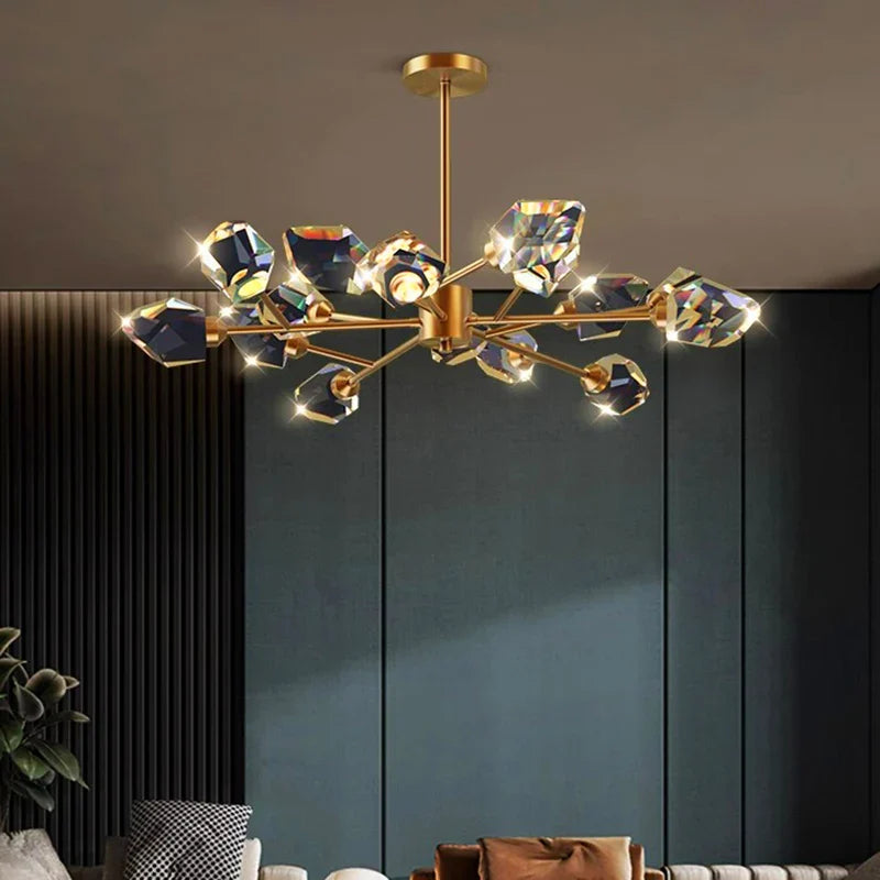 Axxya Crystal Chandelier: Luxury Living Room & Bedroom Pendant Light