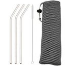 Axyaa Stainless Steel Straw Set with Bag - Eco-Friendly Reusable Bar Accessories