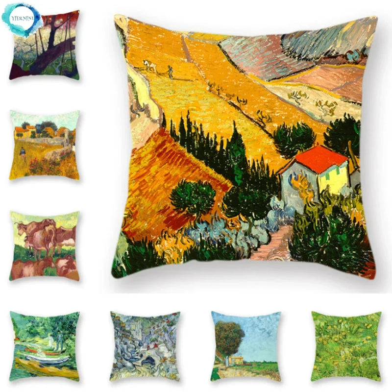 Axyaa Van Gogh Inspired Cow Pattern Cushion Cover 45x45cm