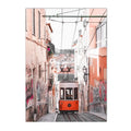 Paris Street Leaves Landscape Poster Tram Car Tower Canvas Art Print by Axyaa