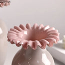 Axyaa Pink Flower Edge Glass Vase Hydroponics Plant Pot Room Decor