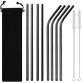 Axyaa Stainless Steel Straw Set for Drinks - 8 Pcs Straight Curved Juice Milk Tea Bar Party Kit