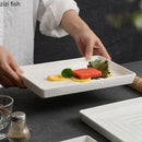 Axyaa Ceramic Steak Plate - White Square Texture Artistic Conception Tableware