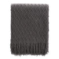 Axyaa Knitted Orange Throw Blanket with Tassels - Lightweight Fall Decor Blanket