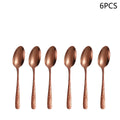 Axyaa Rose Gold Stainless Steel Tableware Set - 24pcs, Steak Knife, Dinner Fork, Soup Spoon, Tea Spoon